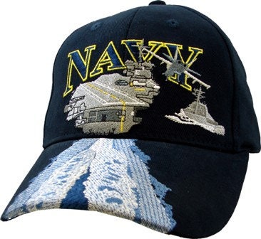 Navy Aircraft Carrier Blue Embroidered Cap Hat - United States Navy USN Craft Supply