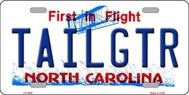 TAILGTR North Carolina State Background Metal License Plate Tailgator Craft Supply