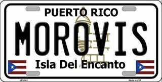 MOROVIS Puerto Rico Background Metal License Plate Sign Novelty Vanity Craft Supply