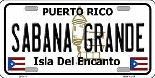 SABANA GRANDE Puerto Rico Background Metal License Plate Sign Novelty Vanity Craft Supply