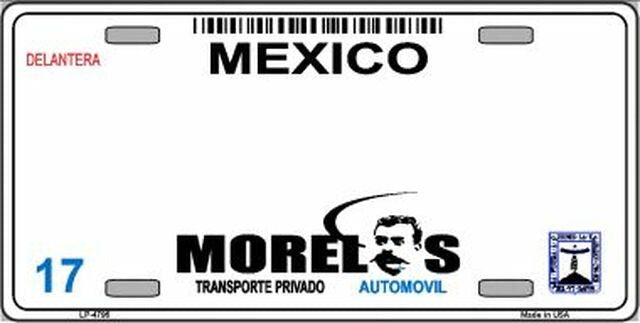 MORELOS Mexico Background Metal License Plate Sign Novelty Vanity Craft Supply