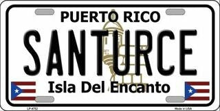 SANTURCE Puerto Rico Background Metal License Plate Sign Novelty Vanity