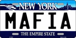 MAFIA New York State Background Metal License Plate Sign Novelty Vanity Craft Supply