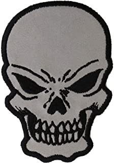 Small Reflective Skull Patch - Skeleton Skull Face Embroidered Patch Appliqué Craft Supply