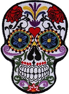 SUGAR SKULL Patch - Skull Skeleton Tattoo Embroidered Patch