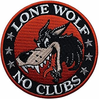 LONE WOLF Patch - Lone Wolf No Clubs Round Embroidered Patch Craft Supply