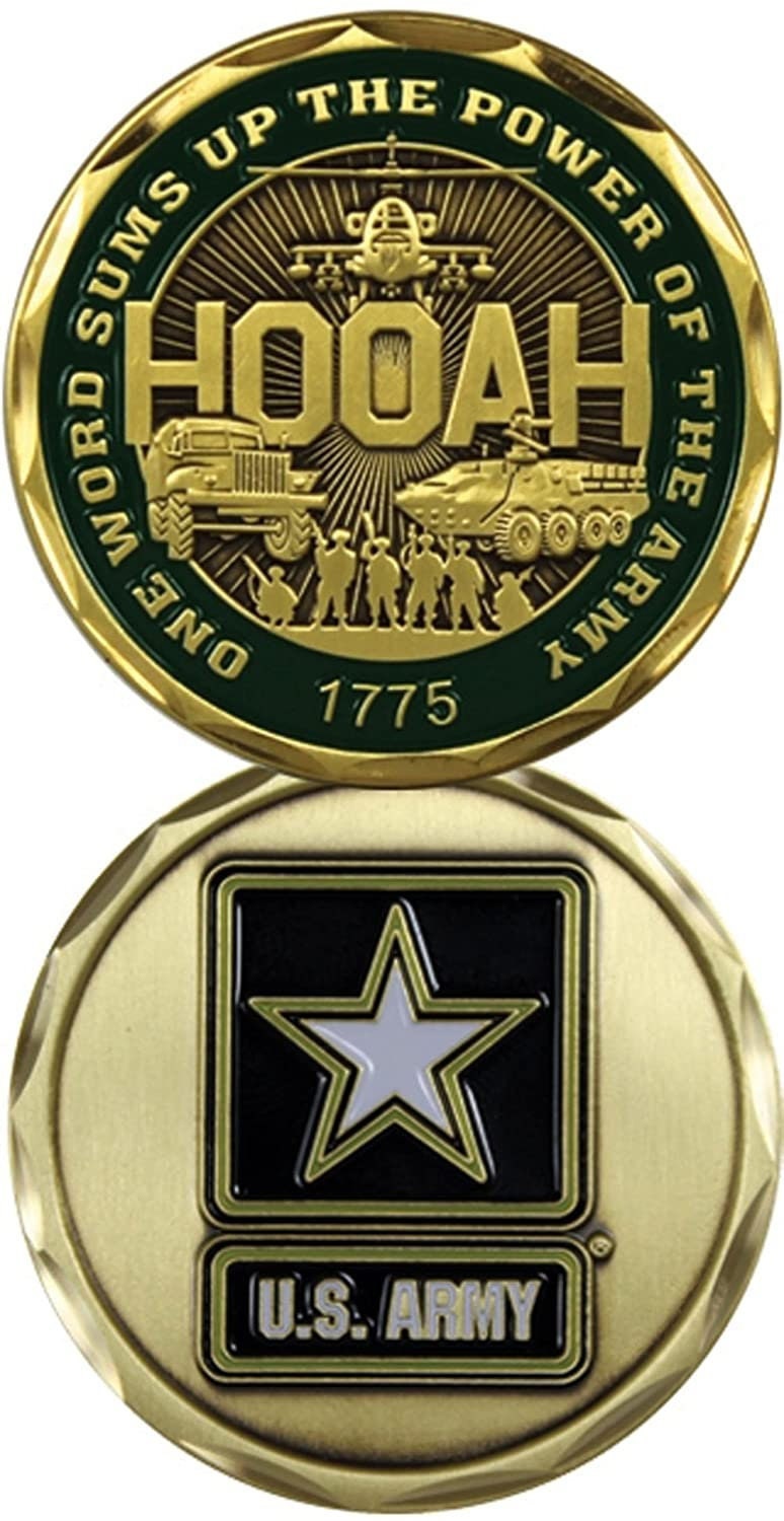 Army One Word HOOAH! Challenge Coin - United States Army Military Good Luck Double Sided Collectible Challenge Coin Craft Supply