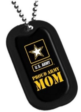 Proud Army MOM Dog Tag With Chain - United States Army Proud Mother Veteran Vet Dog Tag