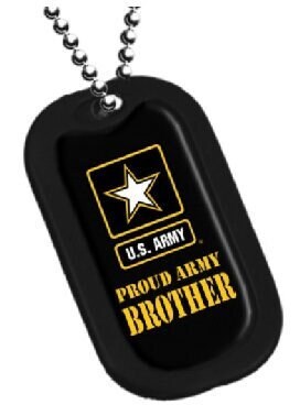 Proud Army BROTHER Dog Tag With Chain - United States Army Proud Brother Veteran Vet Dog Tag Craft Supply