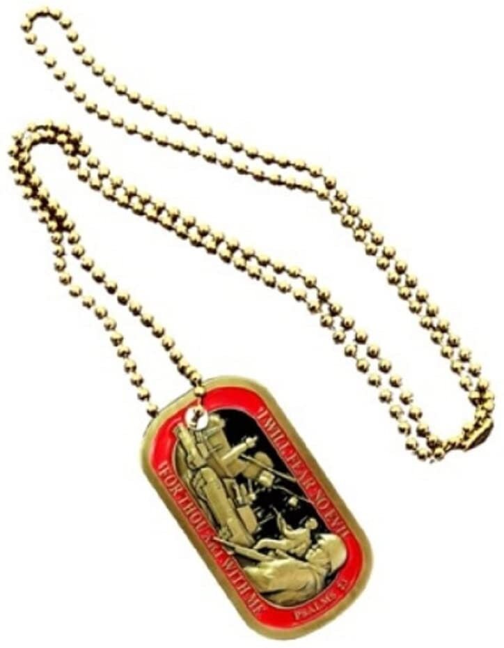 Psalm 23 "I Will Fear No Evil.." Dog Tag With Chain - United States Military Armed Forces Veteran Vet Dog Tag Necklace Craft Supply