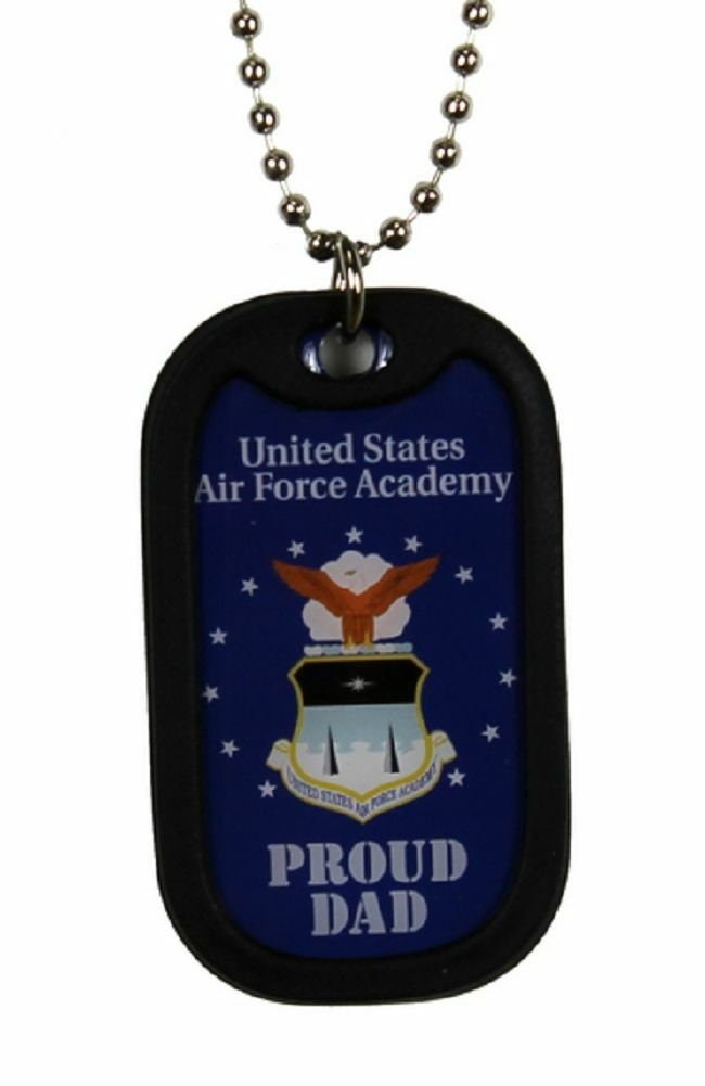US Air Force Academy Proud Dad Dog Tag With Chain - United States Air Force Academy Military Veteran Vet Dog Tag