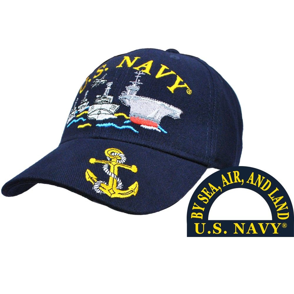 US Navy Ship Fleet Embroidered Cap Hat - United States Navy USN By Sea, Air, and Land Craft Supply