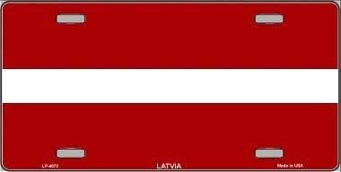 LATVIA Flag Metal License Plate Sign Novelty Vanity Latvian Craft Supply