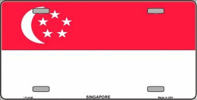 SINGAPORE Flag Metal License Plate Sign Novelty Vanity Singaporean