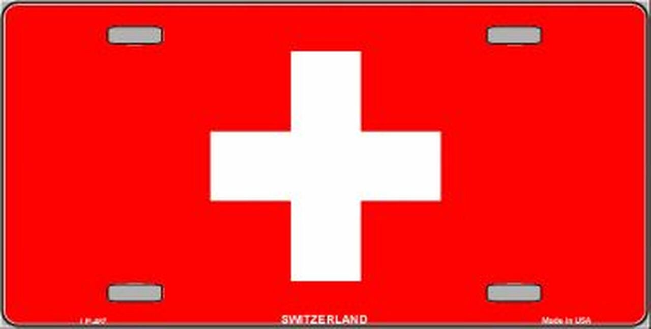 SWITZERLAND Flag Metal License Plate Sign Novelty Vanity Swiss Confederation Craft Supply