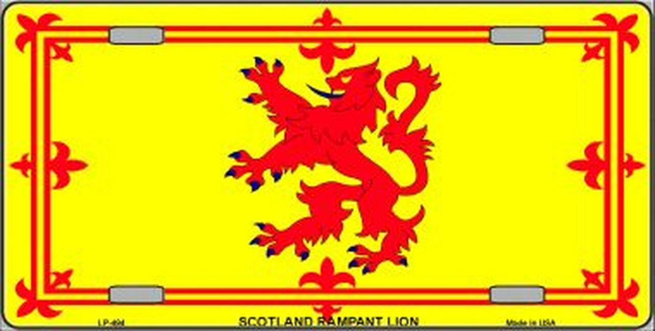 SCOTLAND LION Flag Metal License Plate Sign Novelty Vanity Scottish