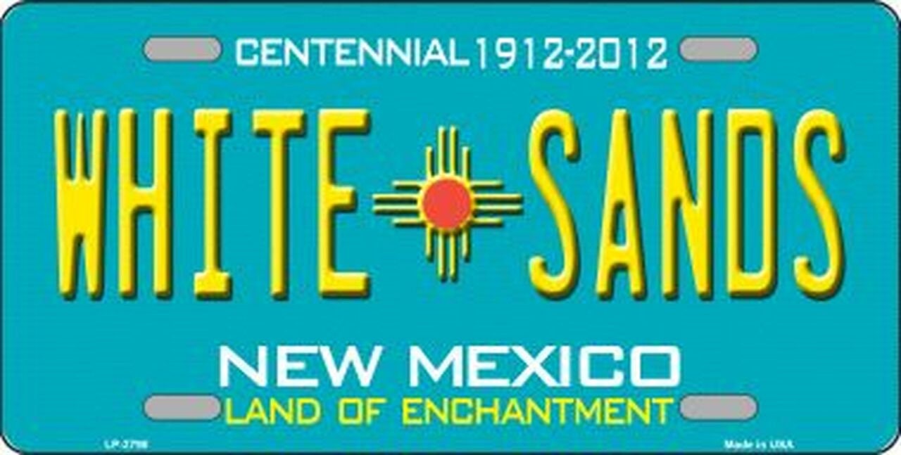 WHITE SANDS New Mexico State Background Metal License Plate Sign Novelty Vanity Craft Supply