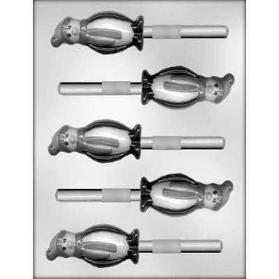 PENGUIN Sucker Chocolate Candy Mold -- Penguin with Winter Hat Christmas Holiday Lolly Lollipop Craft Supply