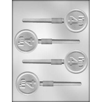 I'M 4 ROUND Sucker Chocolate Candy Mold -- Birthday Party FOUR Year Old Lolly Lollipop