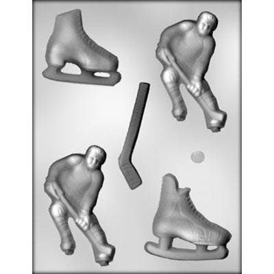 HOCKEY PLAYER Chocolate Candy Mold -- Puck Stick Goalie Sport Hockey Team Player Craft Supply