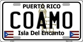 COAMO Puerto Rico Background Metal License Plate Sign Novelty Vanity
