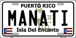 MANATI Puerto Rico Background Metal License Plate Sign Novelty Vanity