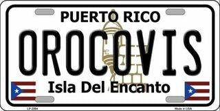 OROCOVIS Puerto Rico Background Metal License Plate Sign Novelty Vanity