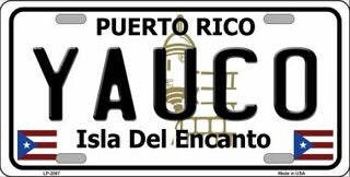 YAUCO Puerto Rico Background Metal License Plate Sign Novelty Vanity Craft Supply
