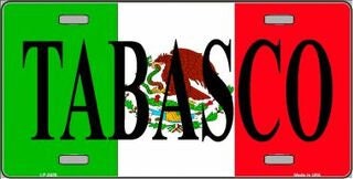 TABASCO Mexico Background Metal License Plate Sign Novelty Vanity Craft Supply