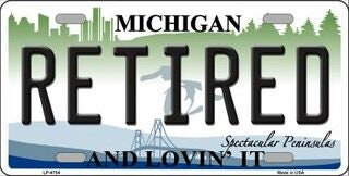 RETIRED Michigan State Background Metal License Plate Sign Novelty Vanity Craft Supply