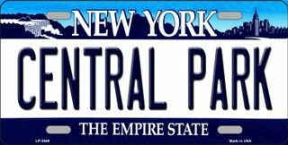 CENTRAL PARK New York State Background Metal License Plate Sign Novelty Vanity Craft Supply