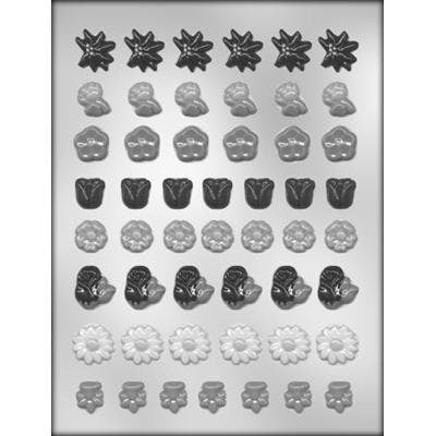MINI FLOWER Chocolate Candy Mold -- Bite Size Assortment Flowers Summer Floral Craft Supply