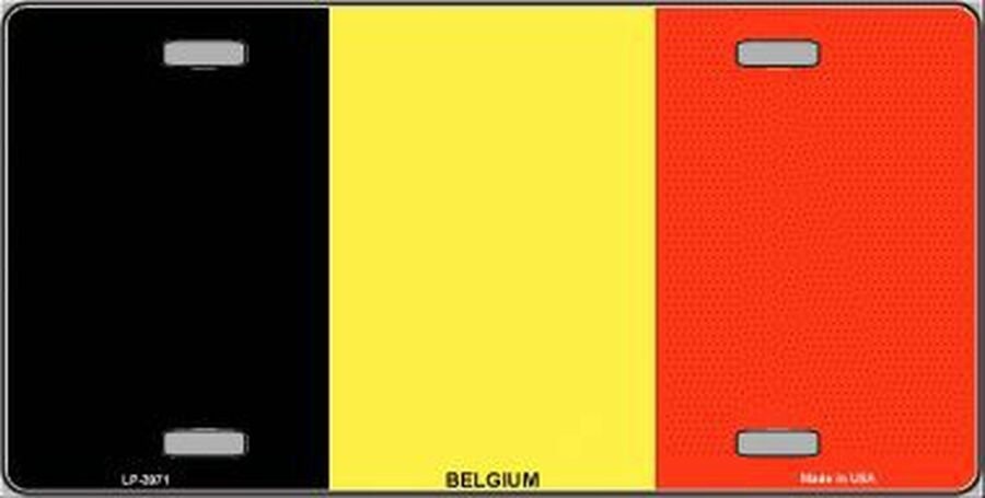 BELGIUM Flag Metal License Plate Sign Novelty Vanity Belgian Craft Supply