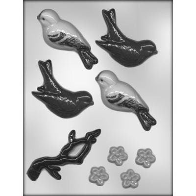 BIRDS BLOOMS Chocolate Candy Mold -- Flowers Butterflies Blooming