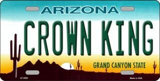 CROWN KING ARIZONA State Background Metal License Plate Sign Novelty Vanity