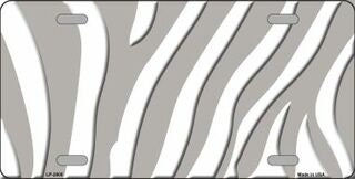 GREY WHITE ZEBRA Metal License Plate Sign Novelty Vanity Craft Supply