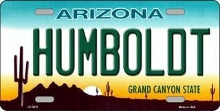 HUMBOLDT ARIZONA State Background Metal License Plate Sign Novelty Vanity Craft Supply