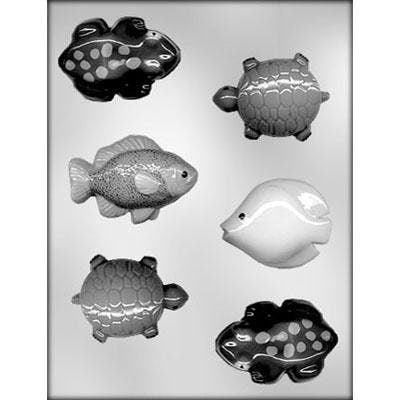 FISH , FROGS & TURTLES Chocolate Candy Mold -- Frogs Turtles Lily Pad Pond Water