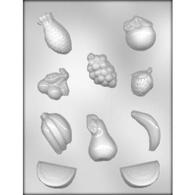 MIXED FRUIT Chocolate Candy Mold -- Assortment Fruit Pear Pineapple Grapes Cherries Craft Supply