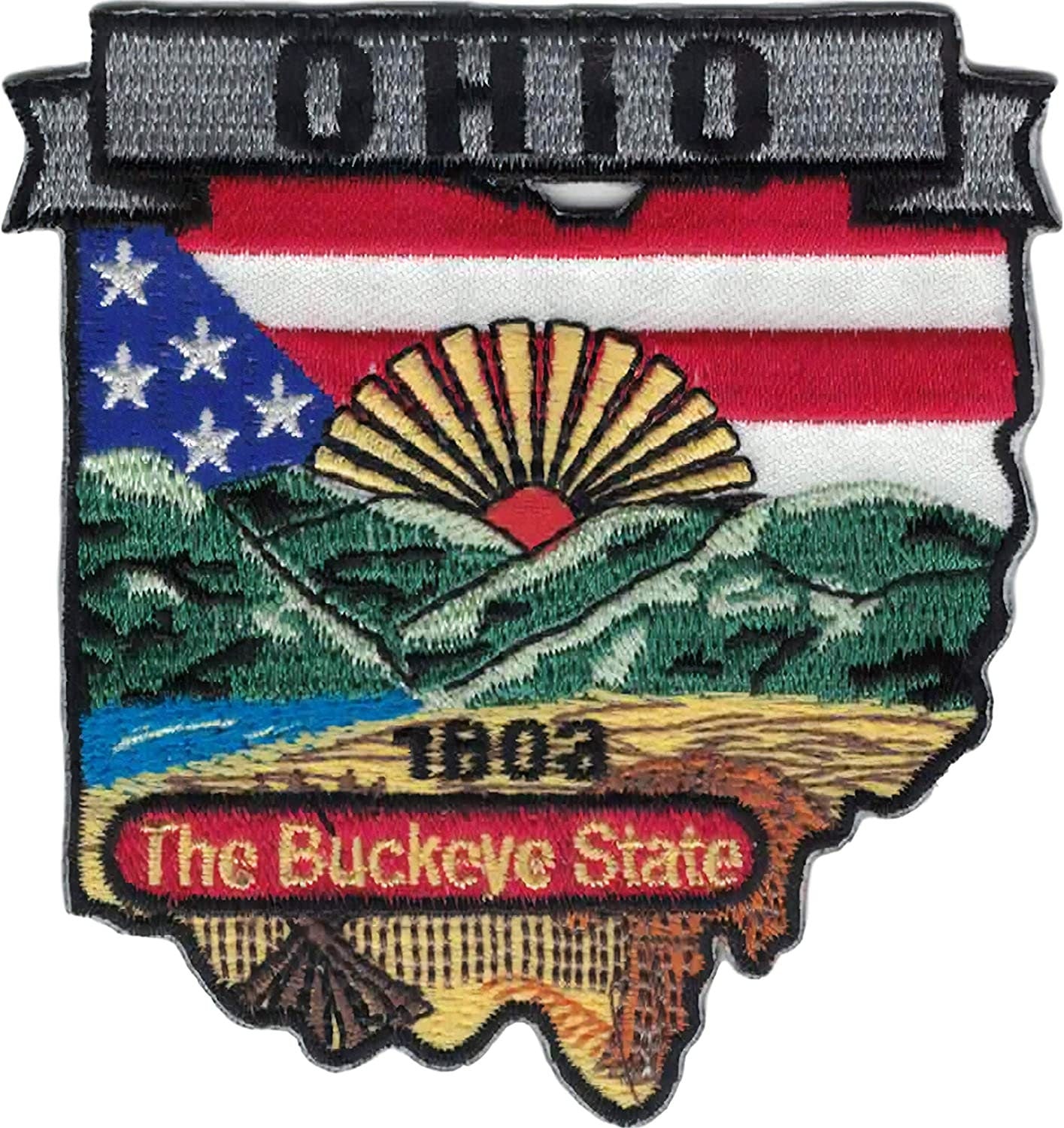 OHIO State Map Embroidered Patch Applique - Buckeye State USA United States of America Patch Craft Supply