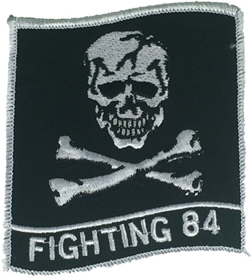 United States Navy FIGHTING 84 Embroidered Patch Applique - U.S. Navy VF-84 Skull Crossbones Jolly Roger Patch USN Craft Supply