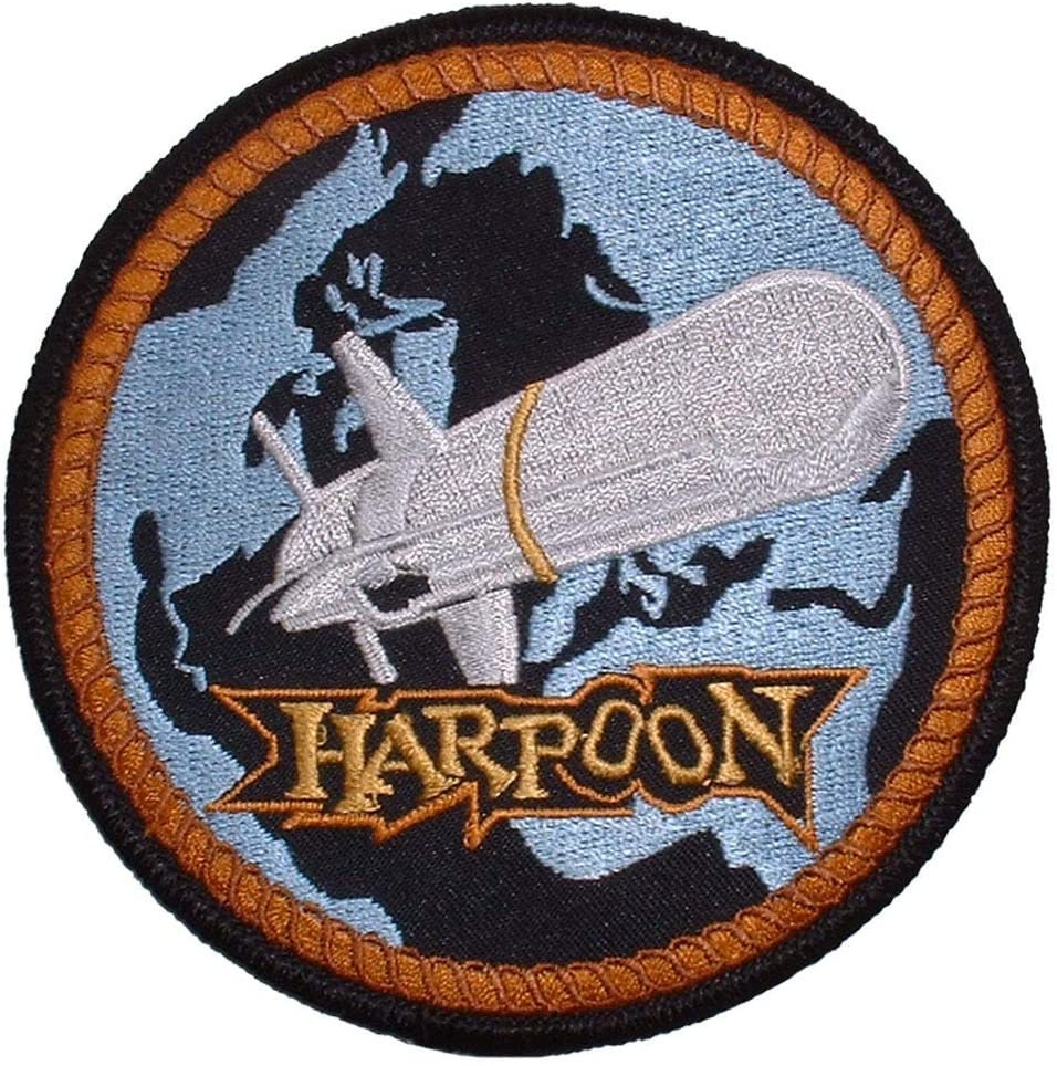 United States NAVY Harpoon Missile Embroidered Patch Applique - USN United States Navy Harpoon 4 Modern Tactical Naval Warfare Craft Supply