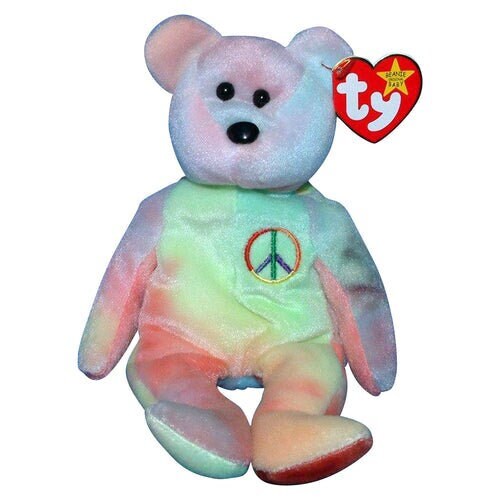 PEACE The Bear Ty Beanie Baby Retired Beanbag Plush - New with Tags Vintage 1990s