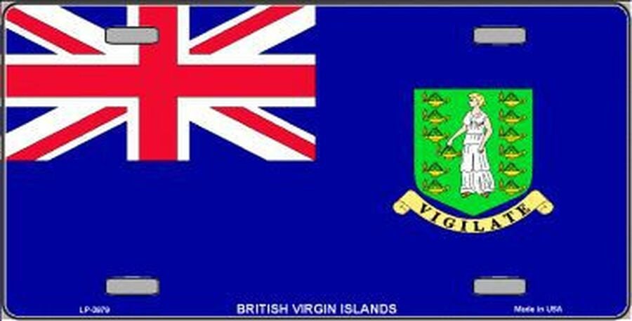 BRITISH VIRGIN ISLANDS Flag Metal License Plate Sign Novelty Vanity Craft Supply