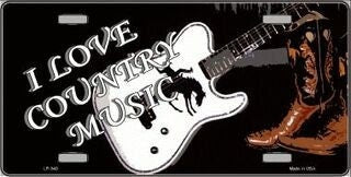 I LOVE COUNTRY MUSIC Metal License Plate Sign Novelty Vanity Craft Supply