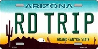 ROAD TRIP ARIZONA State Background Metal License Plate Sign Novelty Vanity Rd Trip