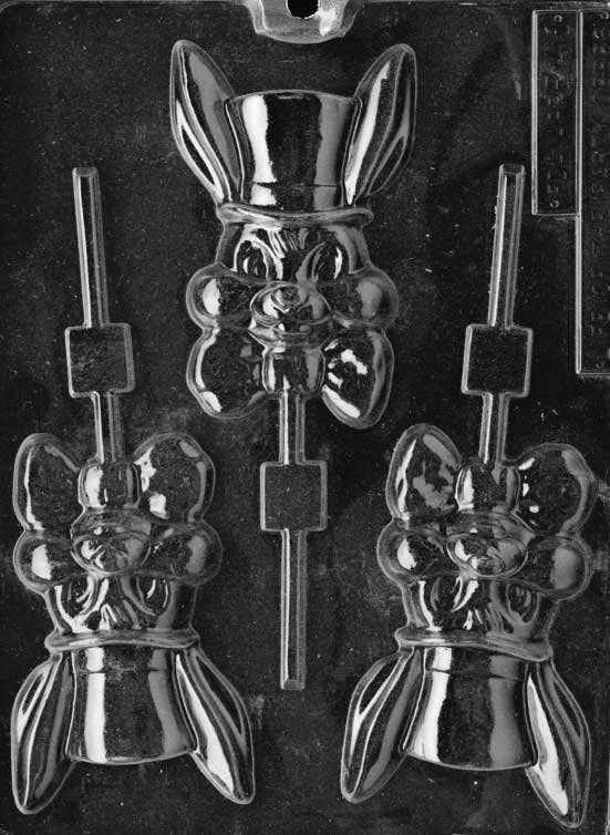 BUNNY WITH HAT Lolly Sucker Chocolate Candy Mold - Easter Bunny Egg Basket