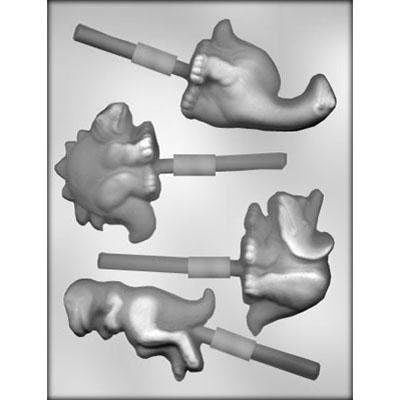DINOSAUR Sucker Chocolate Candy Mold -- T-Rex Tyrannosaurus Rex Stegosaurus Triceratops Craft Supply
