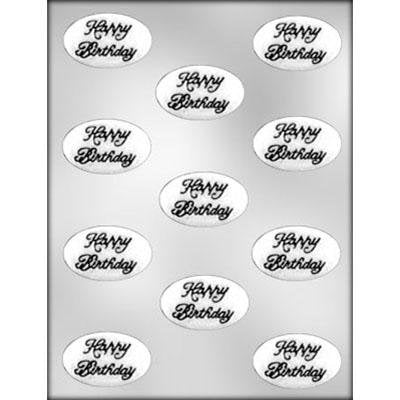 HAPPY BIRTHDAY Oval Mint Chocolate Candy Mold -- Happy Birthday Party Oval Bite Size Pieces Craft Supply