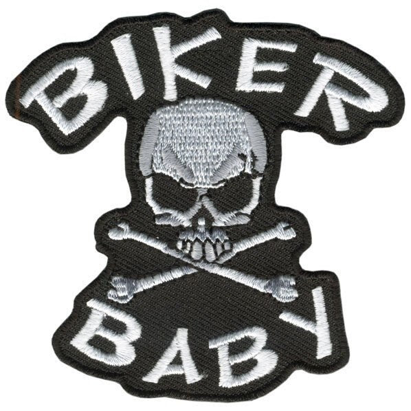 BIKER BABY Patch - Skull Crossbones Biker Motorcycle Embroidered Patch Appliqué